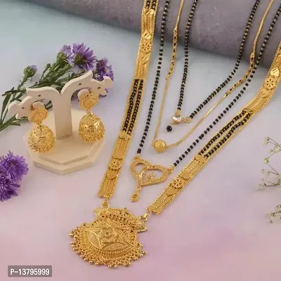 New Stylish Pack Of 4 Women Mangalsutra With Earring Jumkha