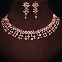 Elegant Alloy Rose Gold Plated American Diamond Jewellery Set-thumb3