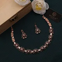 New Rose Gold Necklace Jewellery Set with Earrings for Women and girls-thumb1