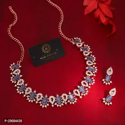 Trendy Rosegold Plated Choker Set With Matching Pair Of Earrings For Women And Girls.