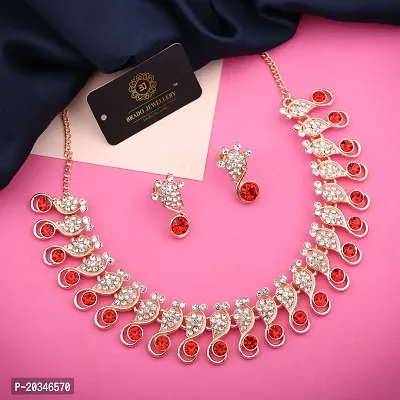 Elegant Alloy Rose Gold Plated American Diamond Jewellery Set-thumb3