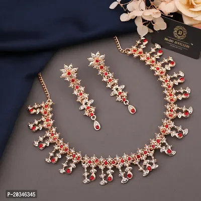 Elegant Alloy Rose Gold Plated American Diamond Jewellery Set-thumb4