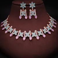 Elegant Alloy Rose Gold Plated American Diamond Jewellery Set-thumb3