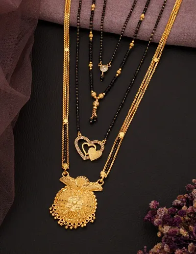 Stylish Alloy Golden Mangalsutra Set For Women (Pack Of 4)