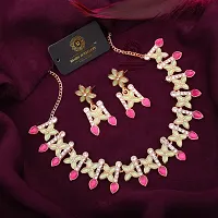 Elegant Alloy Rose Gold Plated American Diamond Jewellery Set-thumb1