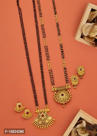 Combo Of 2 Premium Quality Mangalsutra Set With Earring For Women.