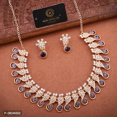 Elegant Alloy Rose Gold Plated American Diamond Jewellery Set-thumb3