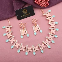 Elegant Alloy Rose Gold Plated American Diamond Jewellery Set-thumb1