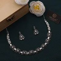 New Silver l Necklace Jewellery Set with Earrings for Women and girls-thumb1