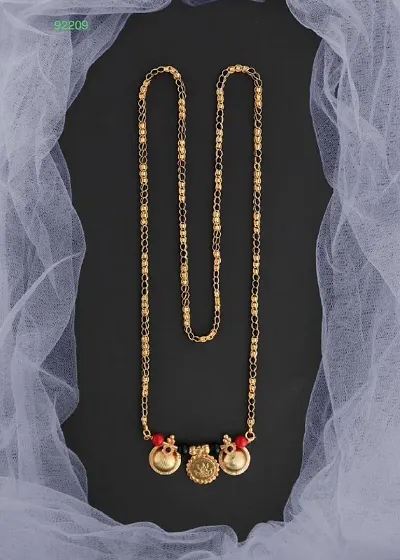 Stylish Brass Golden Mangalsutra With Chain For Women