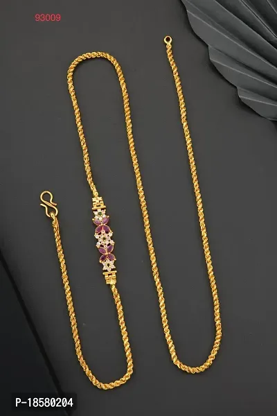 One Gram Gold Premium Quality South Chain Brass Chain For Women And Girls.-thumb0