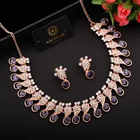 Elegant Alloy Rose Gold Plated American Diamond Jewellery Set-thumb1