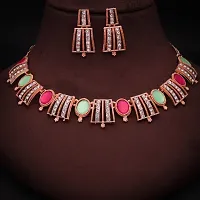 Elegant Alloy Rose Gold Plated American Diamond Jewellery Set-thumb3