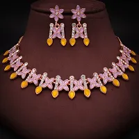 Elegant Alloy Rose Gold Plated American Diamond Jewellery Set-thumb3