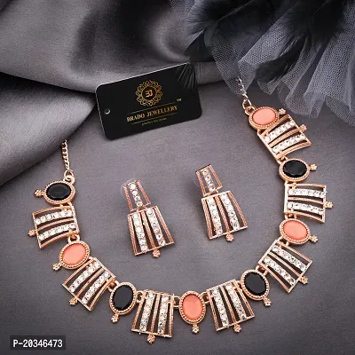 Elegant Alloy Rose Gold Plated American Diamond Jewellery Set-thumb2