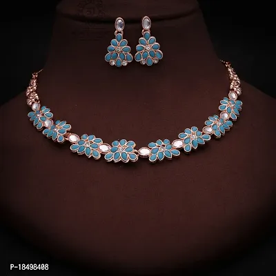 New Rose Gold Necklace Jewellery Set with Earrings for Women and girls