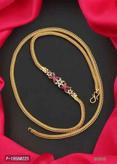 One Gram Gold Premium Quality South Chain Brass Chain For Women And Girls.