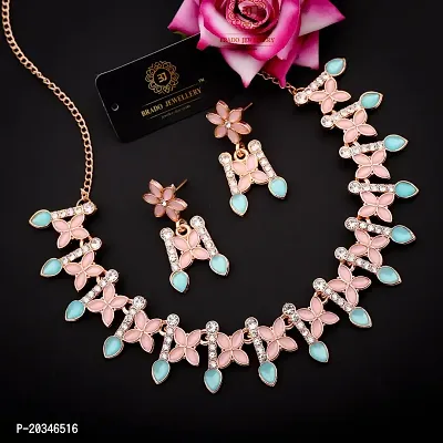 Elegant Alloy Rose Gold Plated American Diamond Jewellery Set