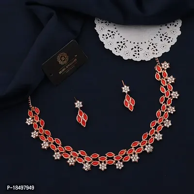 New Rose Gold  Necklace With 1 pair Of Earrings For Women And Girl