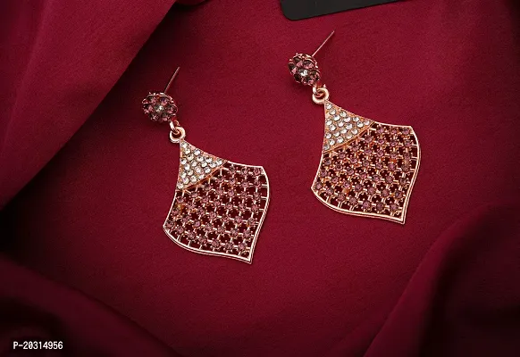 Elegant Rose Gold Plated Brass Drop Earrings For Women-thumb0