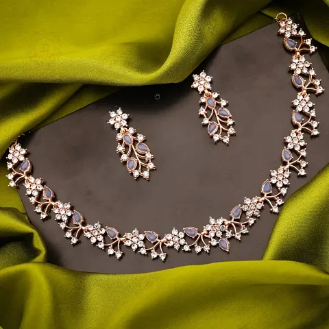 Trendy Plated Choker Set With Matching Pair Of Earrings For Women And Girls.