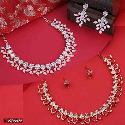 Exclusive Alloy Rose Gold Necklace Set For Women Combo Pack Of 2