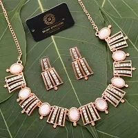 Elegant Alloy Rose Gold Plated American Diamond Jewellery Set-thumb1