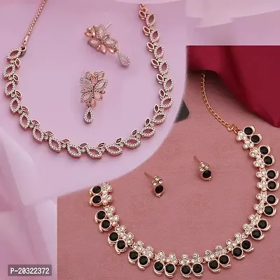 Exclusive Alloy Rose Gold Necklace Set For Women Combo Pack Of 2