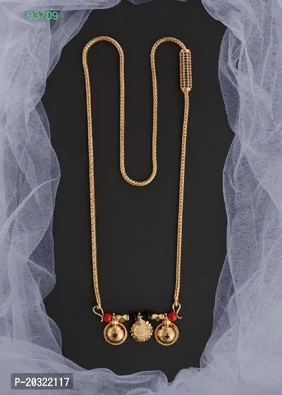 Stylish 1 Gram Gold Covering 24 Inch Long Vati Mangalsutra With Chain For Women-thumb0