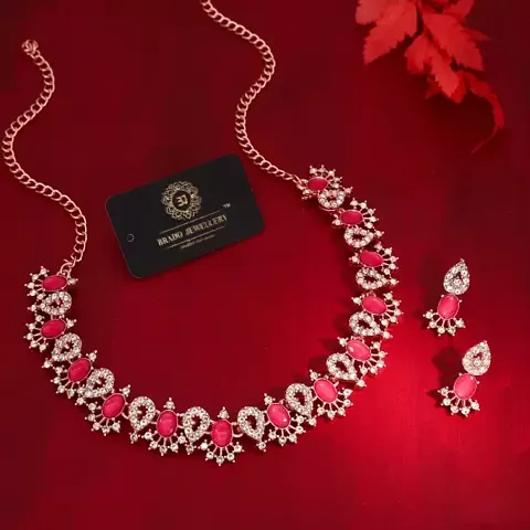 Trendy Plated Choker Set With Matching Pair Of Earrings For Women And Girls.