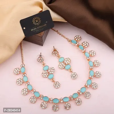 Elegant Alloy Rose Gold Plated American Diamond Jewellery Set-thumb0