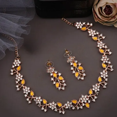 Trendy Plated Choker Set With Matching Pair Of Earrings For Women And Girls.