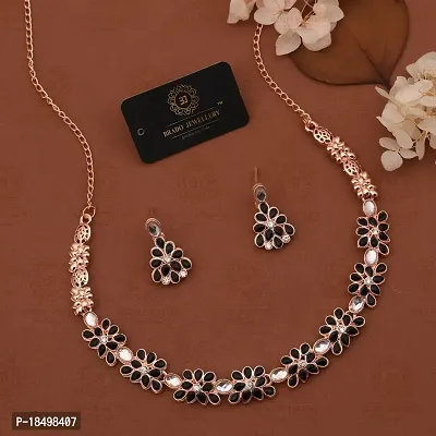 New Rose Gold Necklace Jewellery Set with Earrings for Women and girls-thumb3