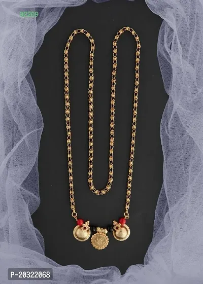 Stylish 1 Gram Gold Covering 24 Inch Long Vati Mangalsutra With Chain For Women-thumb0