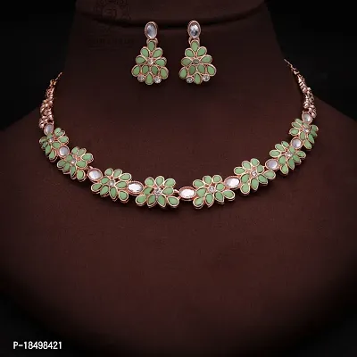 New Rose Gold Necklace Jewellery Set with Earrings for Women and girls