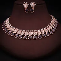 Elegant Alloy Rose Gold Plated American Diamond Jewellery Set-thumb3