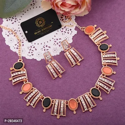 Elegant Alloy Rose Gold Plated American Diamond Jewellery Set-thumb3