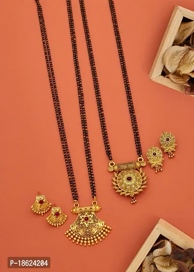 Combo Of 2 Premium Quality Mangalsutra Set With Earring For Women.