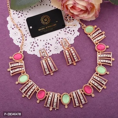 Elegant Alloy Rose Gold Plated American Diamond Jewellery Set-thumb3