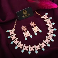 Elegant Alloy Rose Gold Plated American Diamond Jewellery Set-thumb1