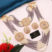 Elegant Alloy Rose Gold Plated American Diamond Jewellery Set-thumb2