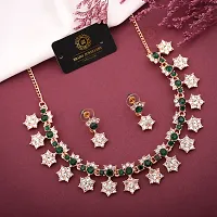 Elegant Alloy Rose Gold Plated American Diamond Jewellery Set-thumb2