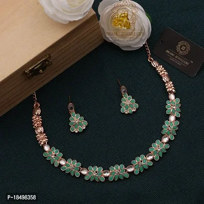 New Rose Gold Necklace Jewellery Set with Earrings for Women and girls