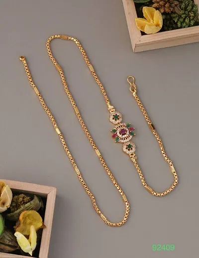 Fancy American Diamond Copper Gold Plated Chain For Women