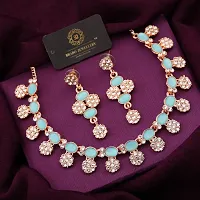 Elegant Alloy Rose Gold Plated American Diamond Jewellery Set-thumb2