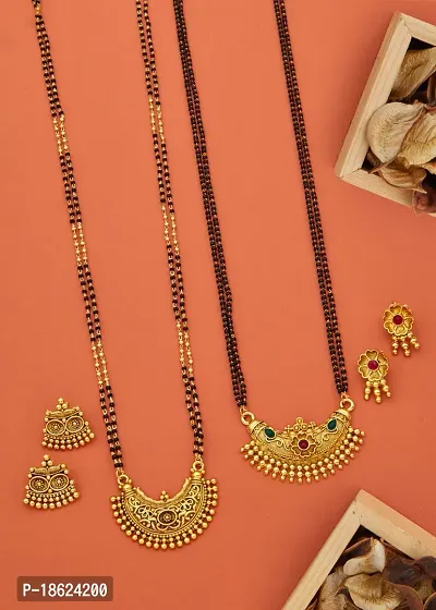 Combo Of 2 Premium Quality Mangalsutra Set With Earring For Women.