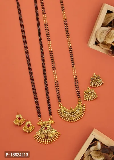 Combo Of 2 Premium Quality Mangalsutra Set With Earring For Women.