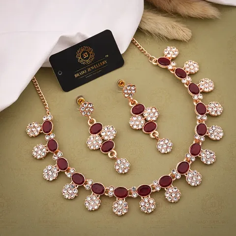 Fancy Alloy Golden American Diamond Jewellery Sets For Women