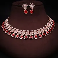 Elegant Alloy Rose Gold Plated American Diamond Jewellery Set-thumb3