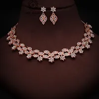 New Rose Gold  Necklace With 1 pair Of Earrings For Women And Girl-thumb3